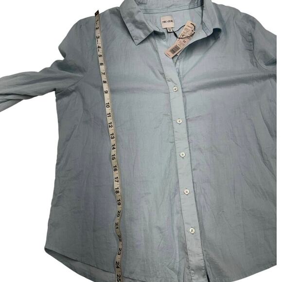 Nic + Zoe Blue Crinkle Shirt Button Up NWT Size M - Picture 11 of 15